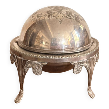 Dome Service Caviar Butter Dish Cloche Silver-Plated English Made in England
