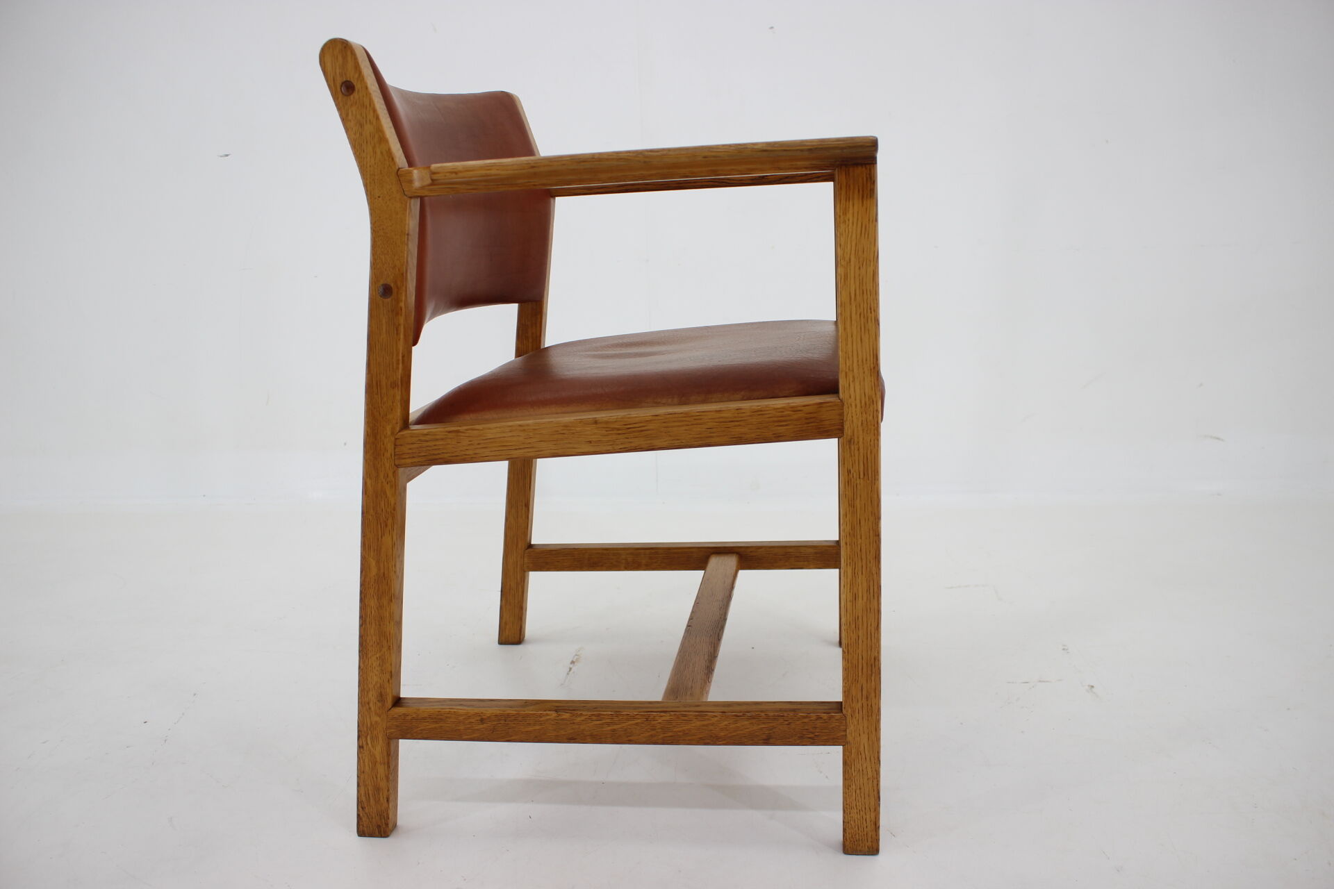 1960s Borge Mogensen Oak and Leather Desk Chair, Denmark