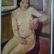 Oil on canvas nude painting female Frédéric Bouvier (1901-1937)