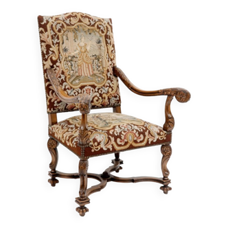 Fauteuil à haut dossier dit hollandais style néo-Louis XIII