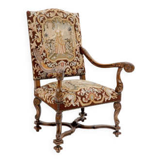 Armchair with high back called Dutch style neo-Louis XIII