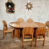 Large Scandinavian pine table - 6 chairs