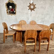 Large Scandinavian pine table - 6 chairs