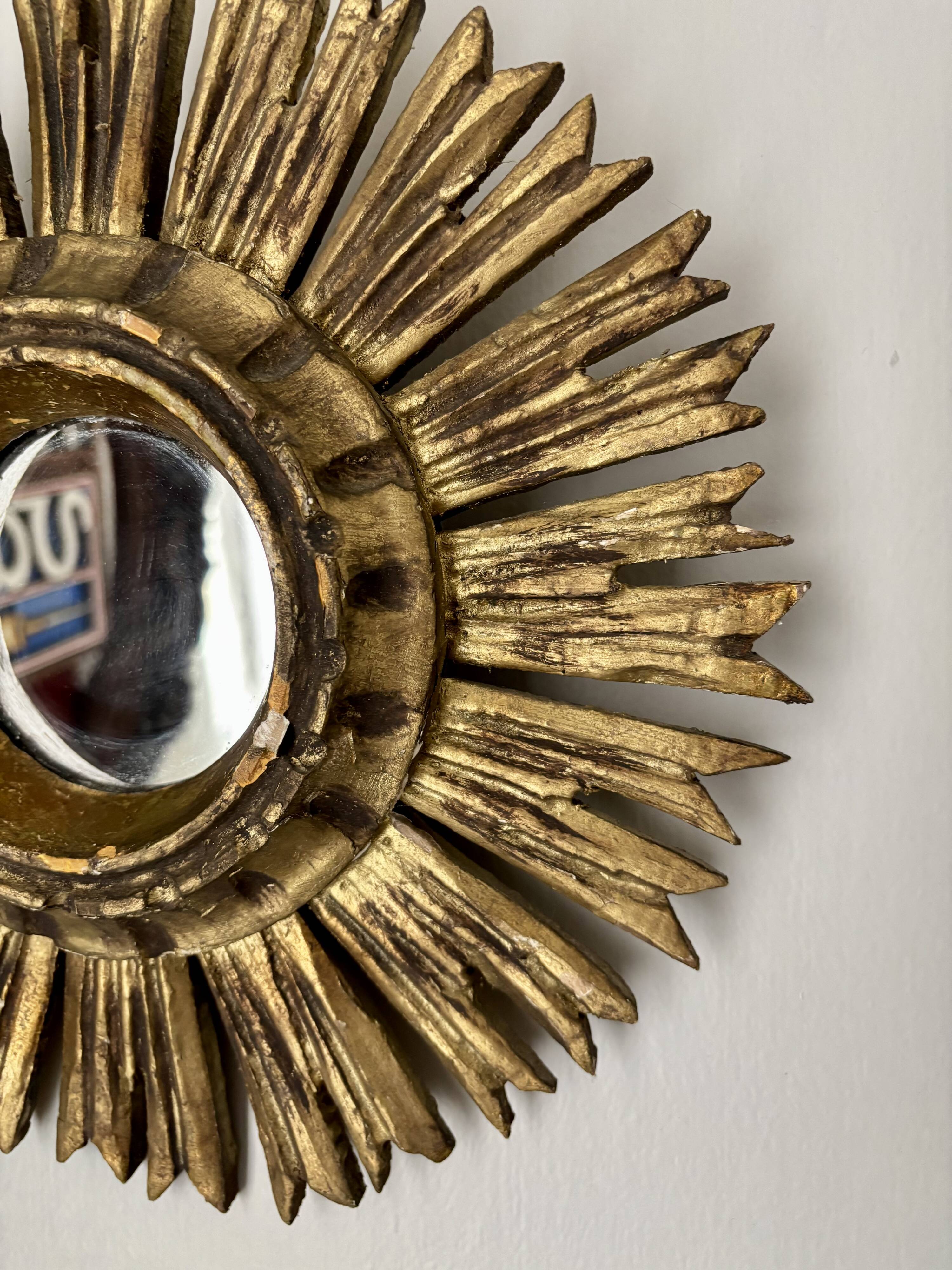 Vintage 1960s golden sun mirror