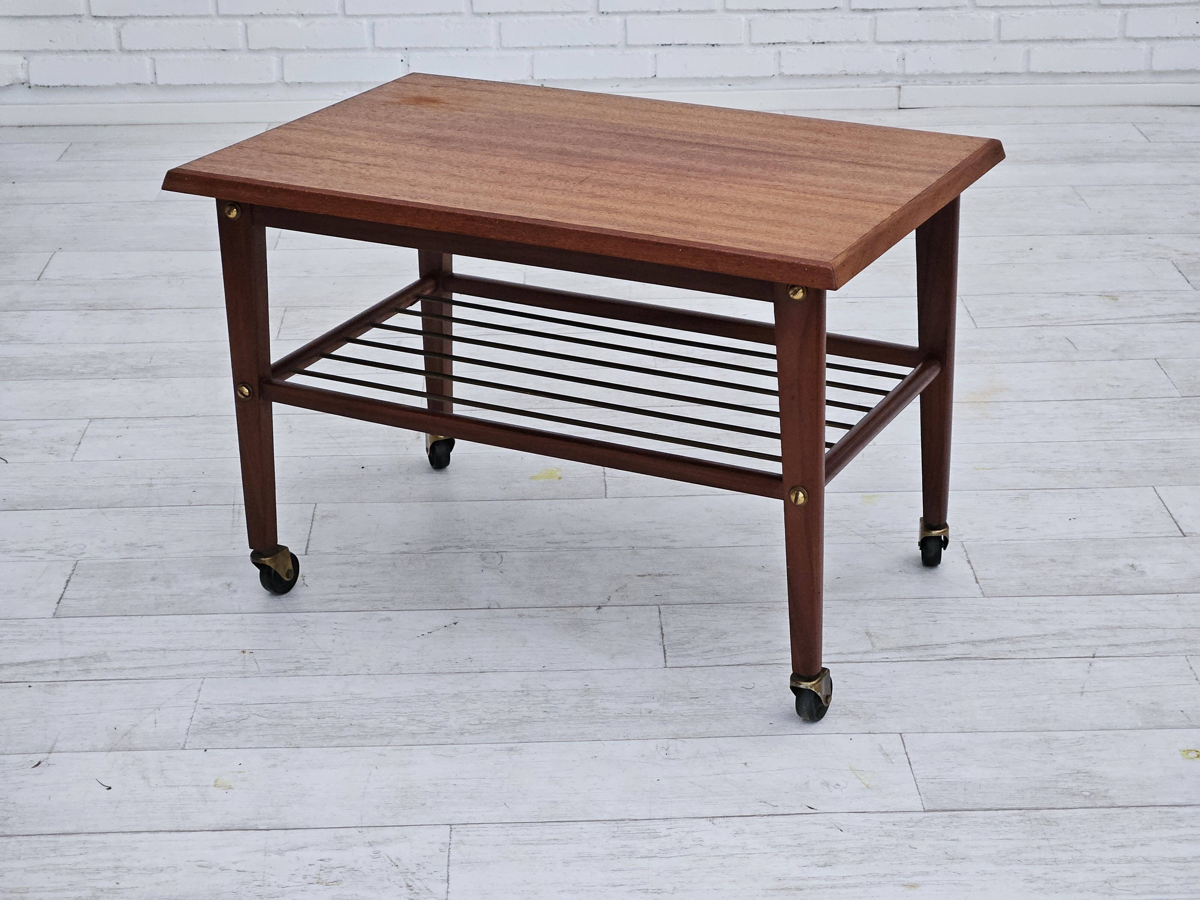1970s, Danish coffee table, wheels, teak wood.