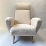 50s curly wool streamline chair