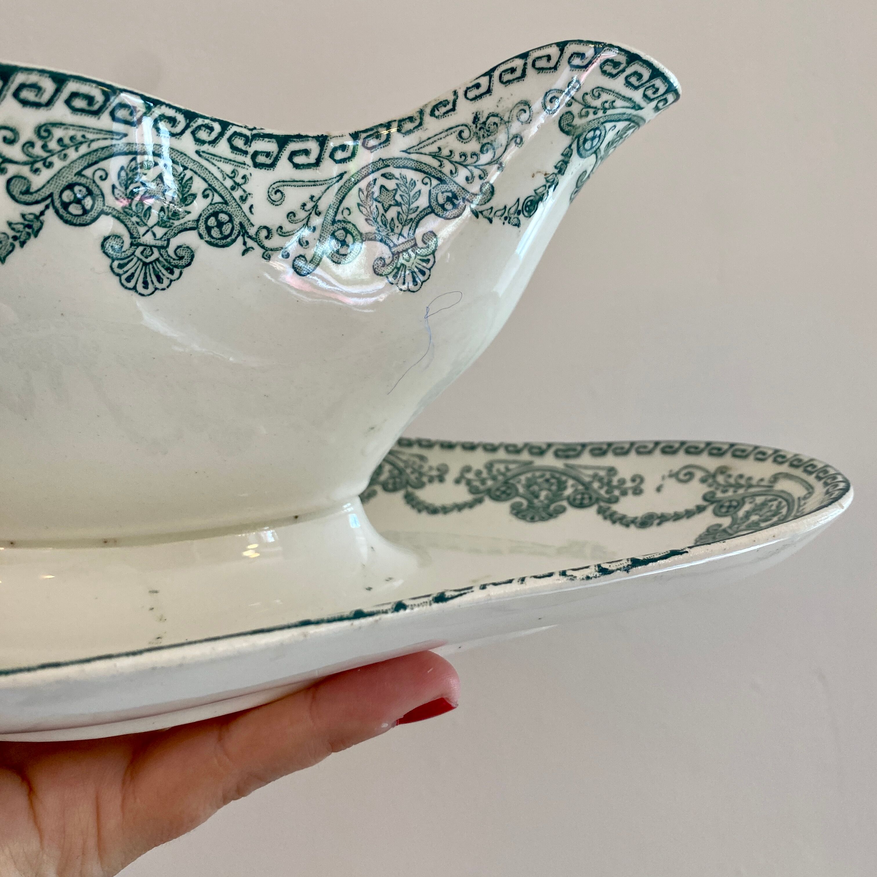 Vintage saucière in iron earth, au chatelet de longwy