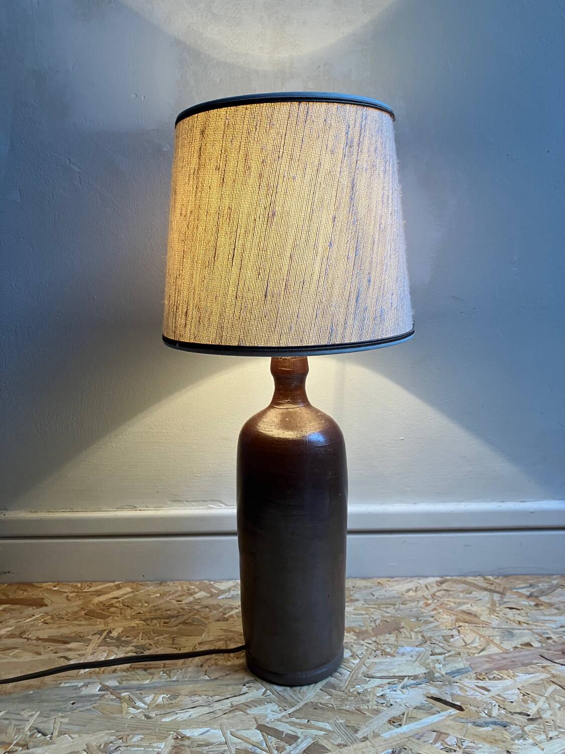 Vintage stoneware bottle lamp