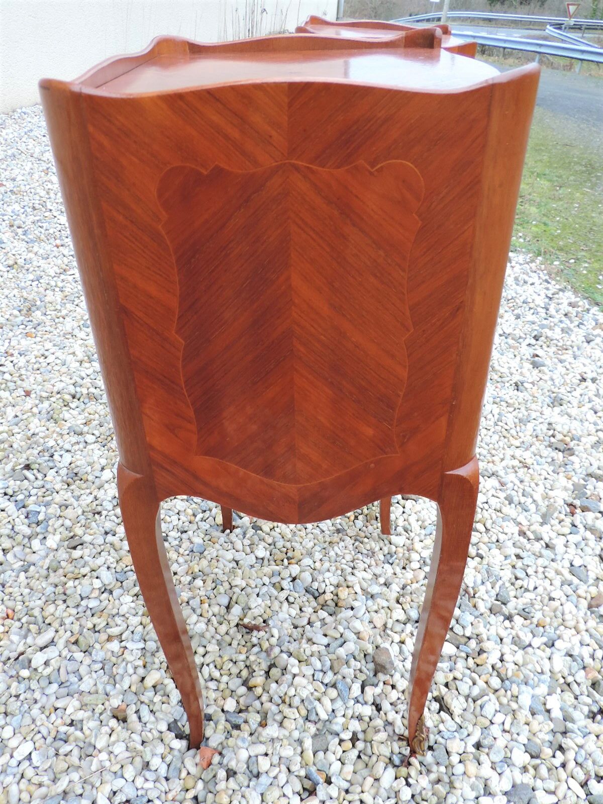 Pair of bedsides in Louis XV style marquetry.