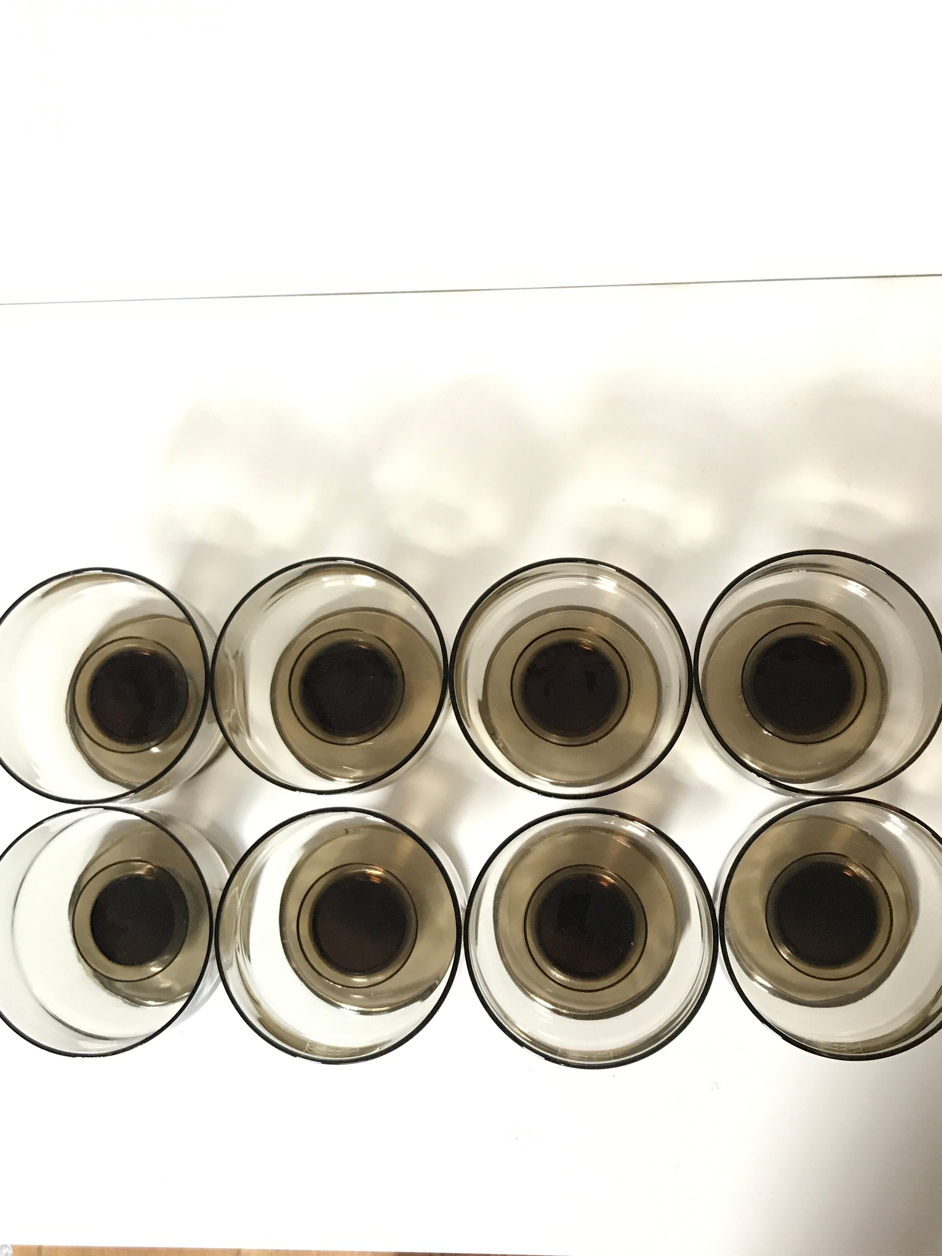 Lot of 8 Mobil cups in smoked glass