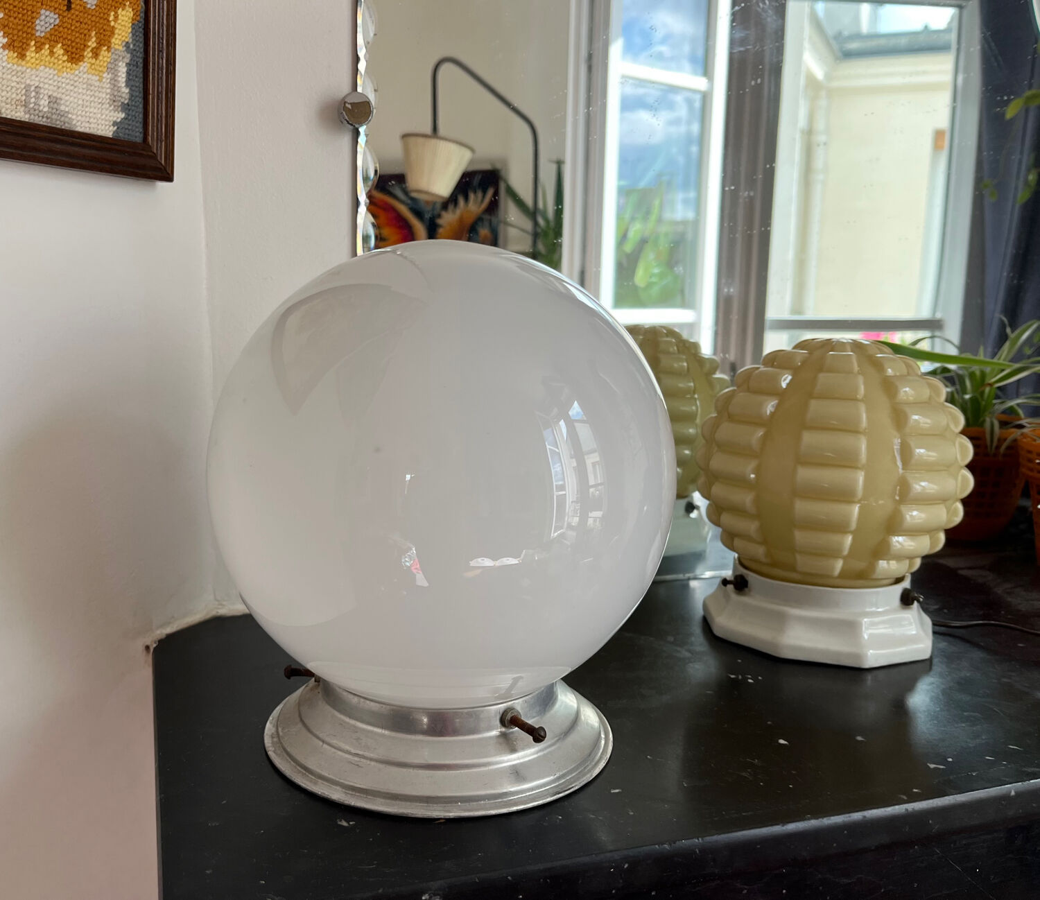 Minimalist white opaline globe