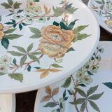 6 soup plates with orange and green flowers, Sologne porcelain, vintage