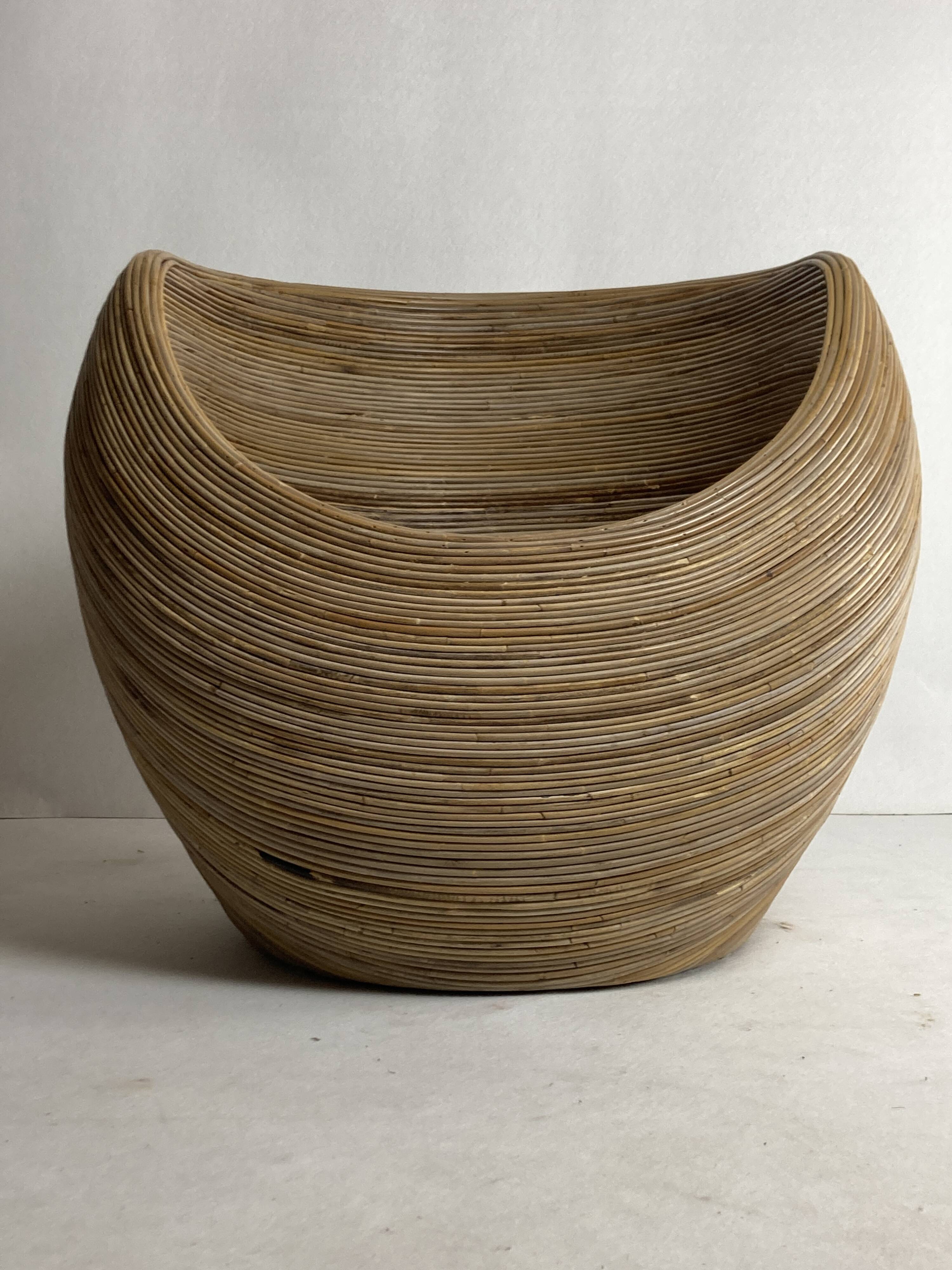 Pencil reed rattan bamboo egg pod chair