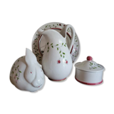 Set of 4 vintage earthenware pieces for bathroom