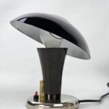 Vintage Bauhaus bedside lamp in brown bakelite and chrome, 1930s