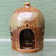 Signed enamelled stoneware lantern, Puisaye