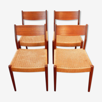 Chaises de salon vintage avec sièges en corde