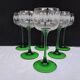 Set of 6 crystal green stemmed white wine glasses