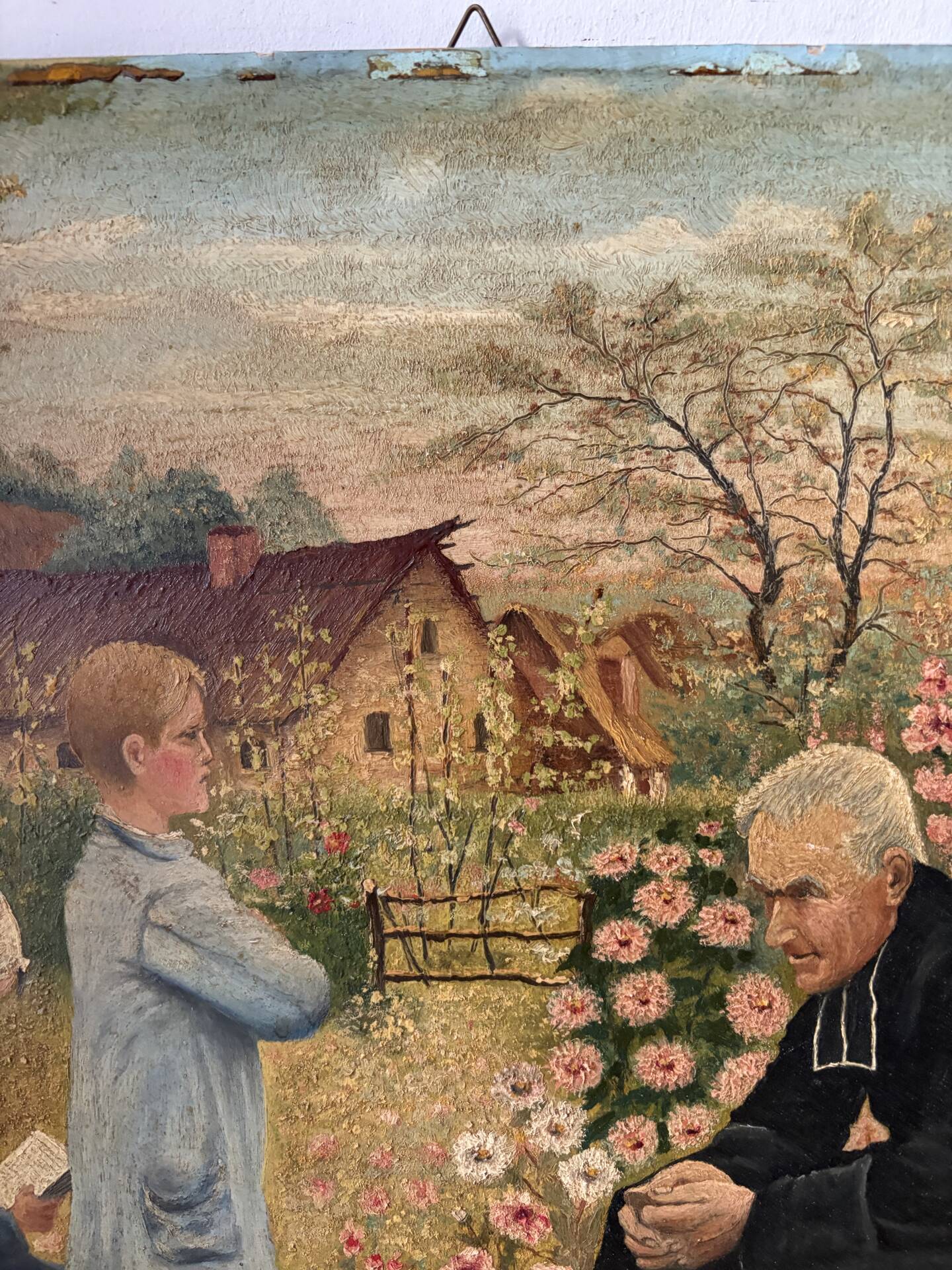 La leçon de catéchisme, huile sur toile