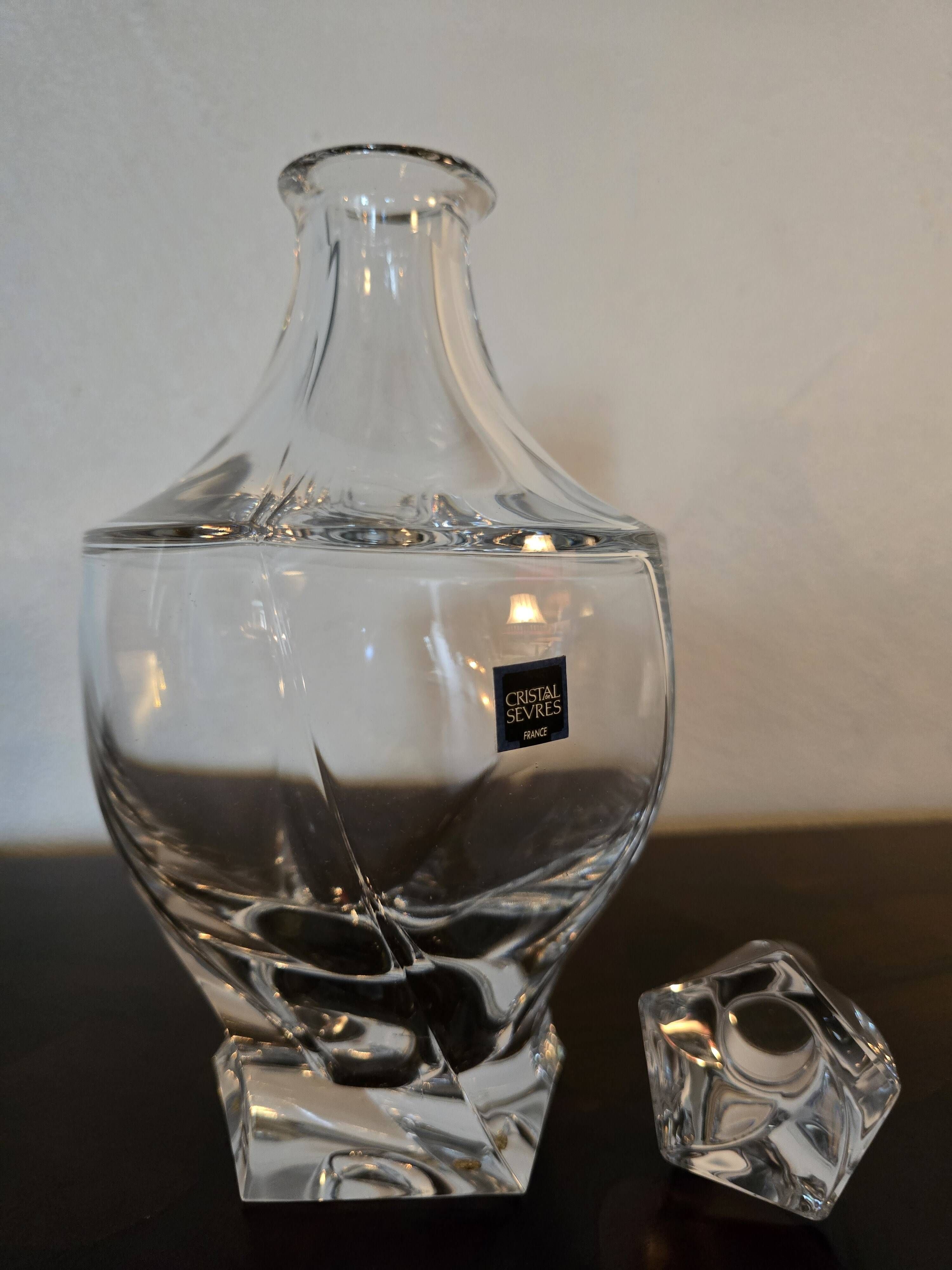 Sèvres crystal – antique whisky decanter – cut crystal with label