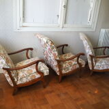 Four 1950s armchairs - wooden armrests