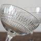 3 antique champagne glasses in ridged engraved crystal