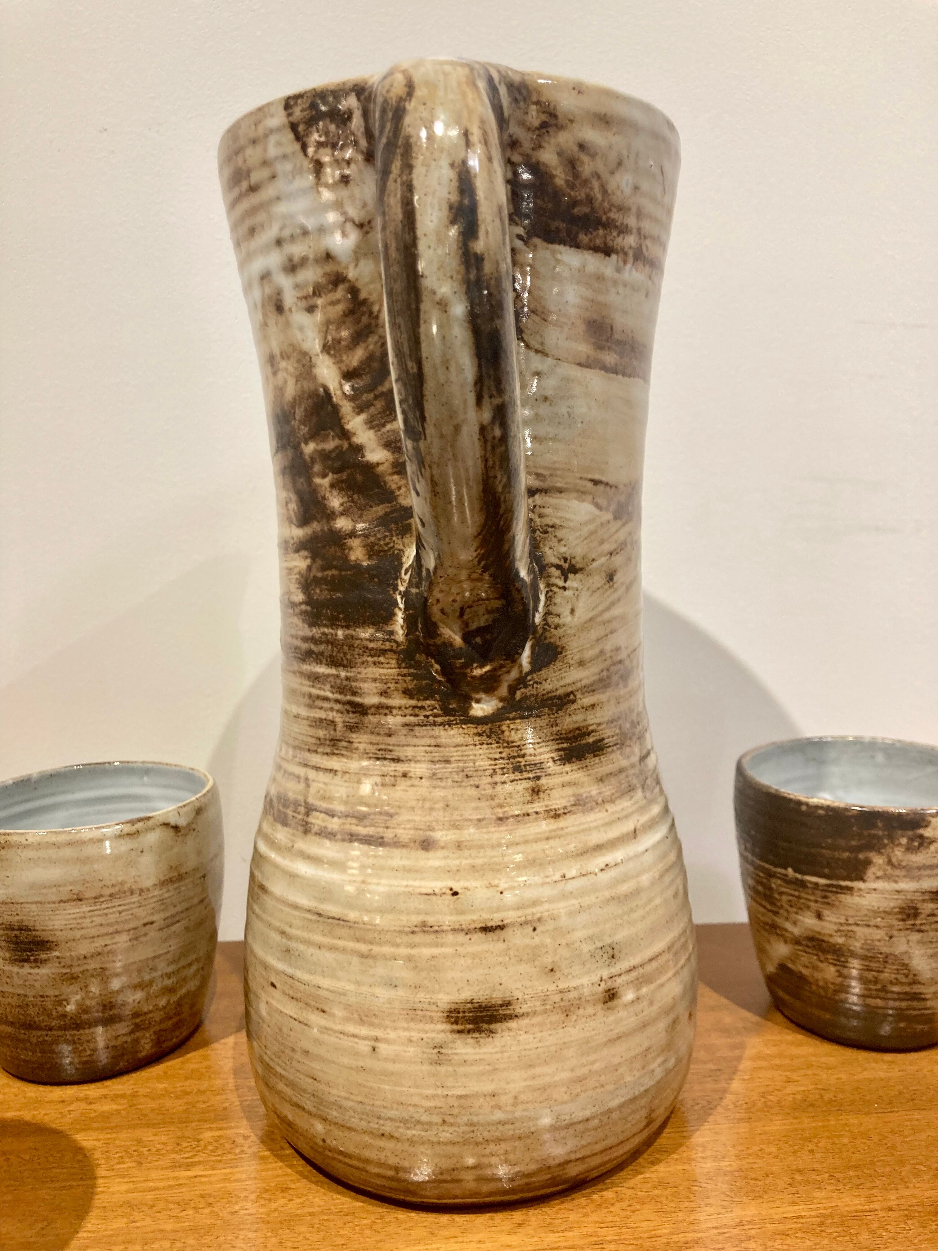 Service sandstone pitcher 6 glasses atelier dieulefit by jacques pouchain