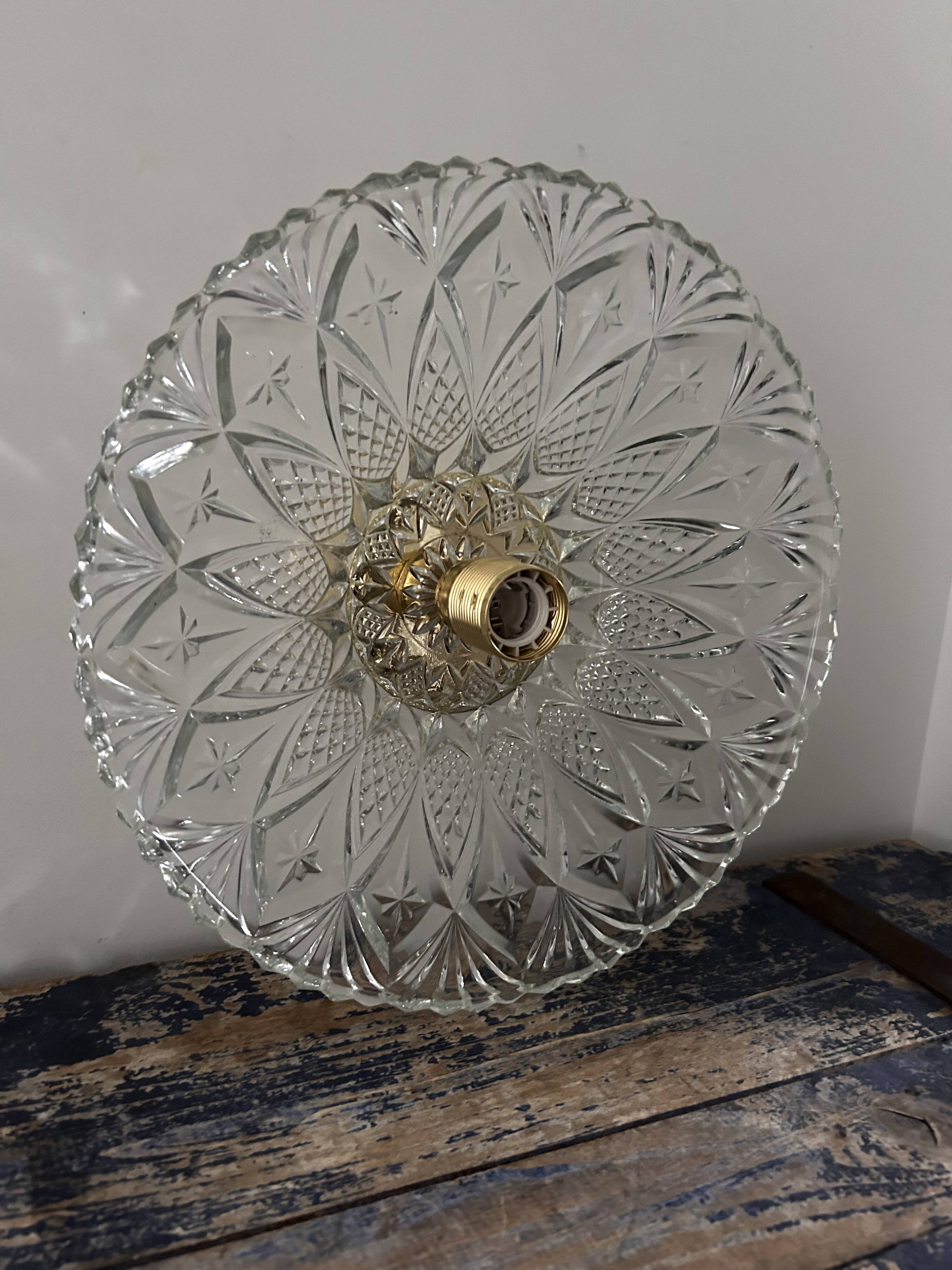 Large vintage chiseled glass wall light