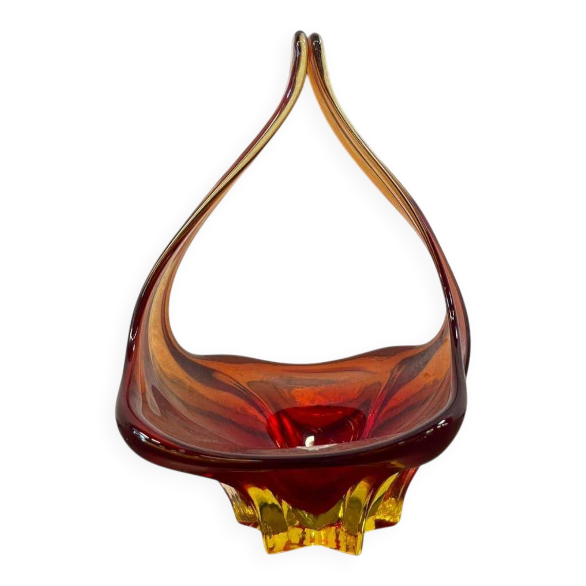 Vintage glass bowl/decoration (red/amber)