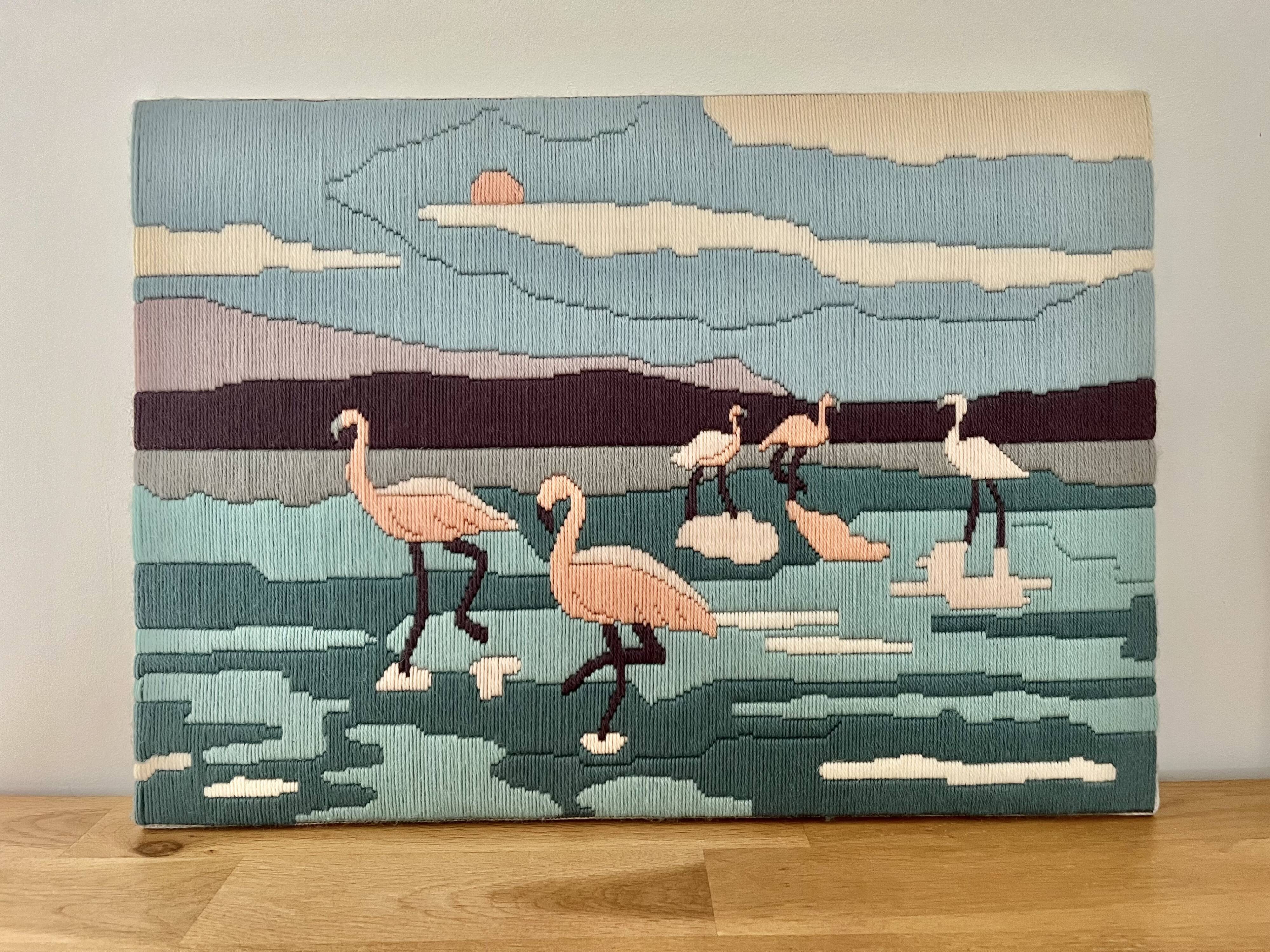 Pink Flamingo canvas tapestry