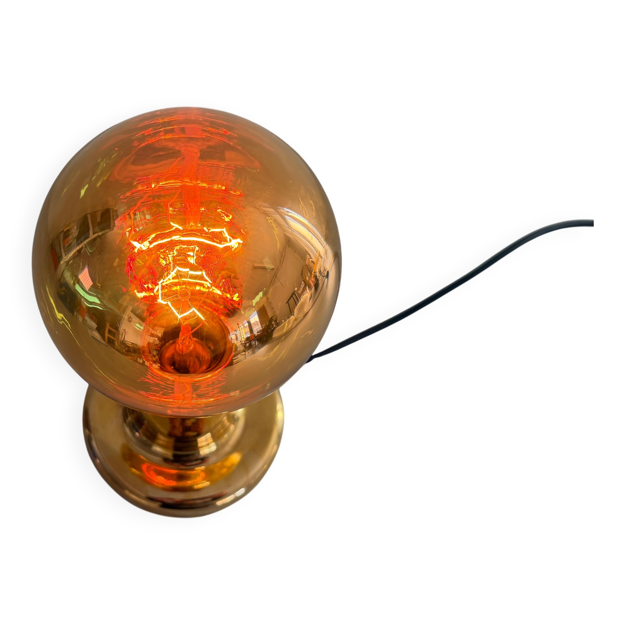 Simple table lamp in gilded porcelain by Philips NTD, 1960s, Germany.