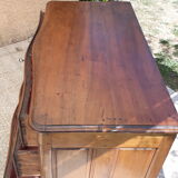 Large curved chest of drawers, solid walnut eighteenth style. 3 drawers