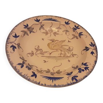 Assiette faiencedeswarce  peint main decor moustier