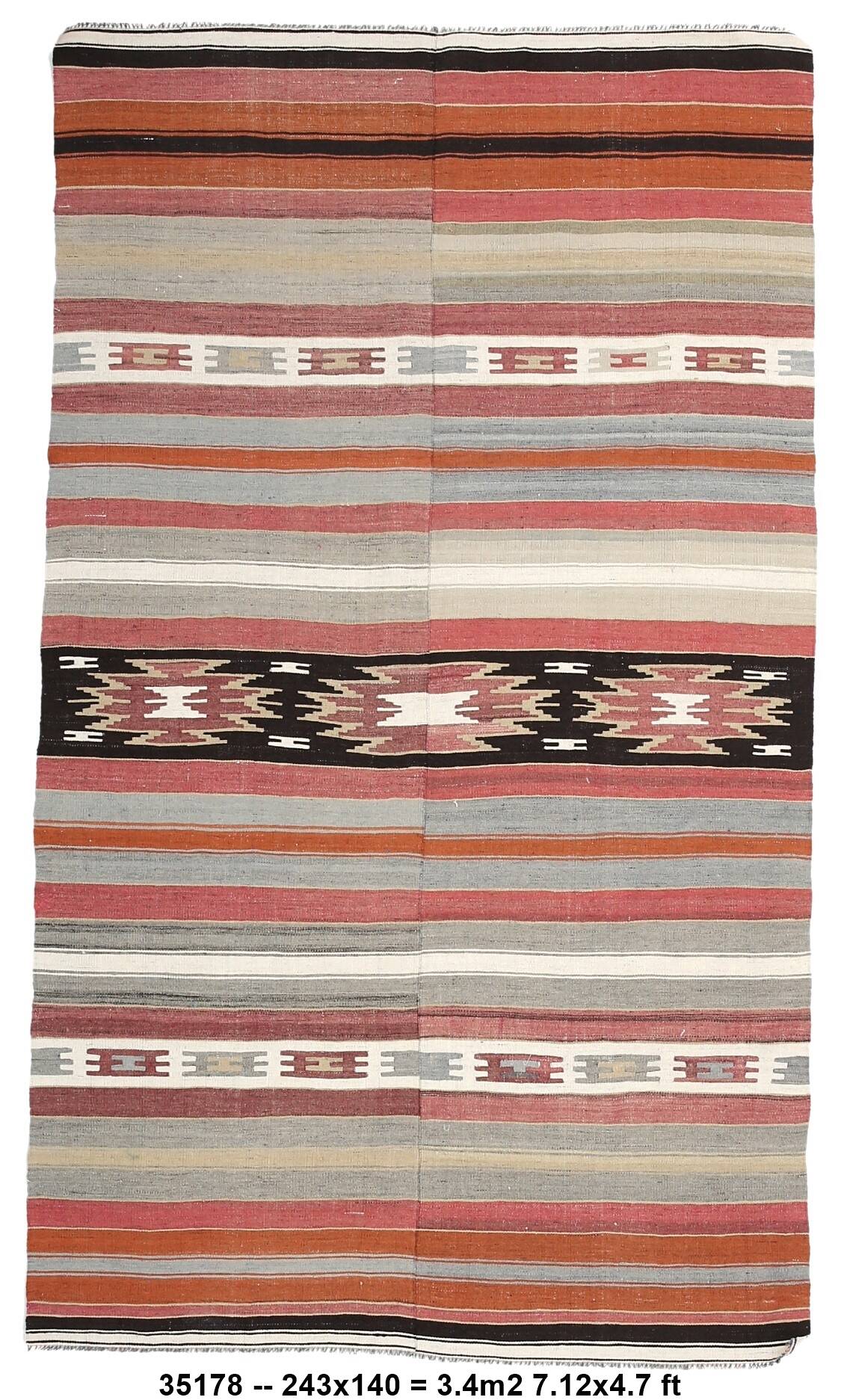Red & Brown Turkish Kilim Rug 140x243Cm SK 35178