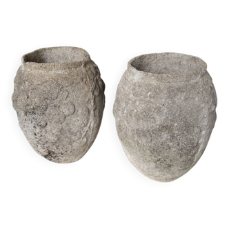 Paire de pots jardinières en ciment 1900