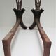 pair of zoomorphic chenets cast iron brass vintage buff