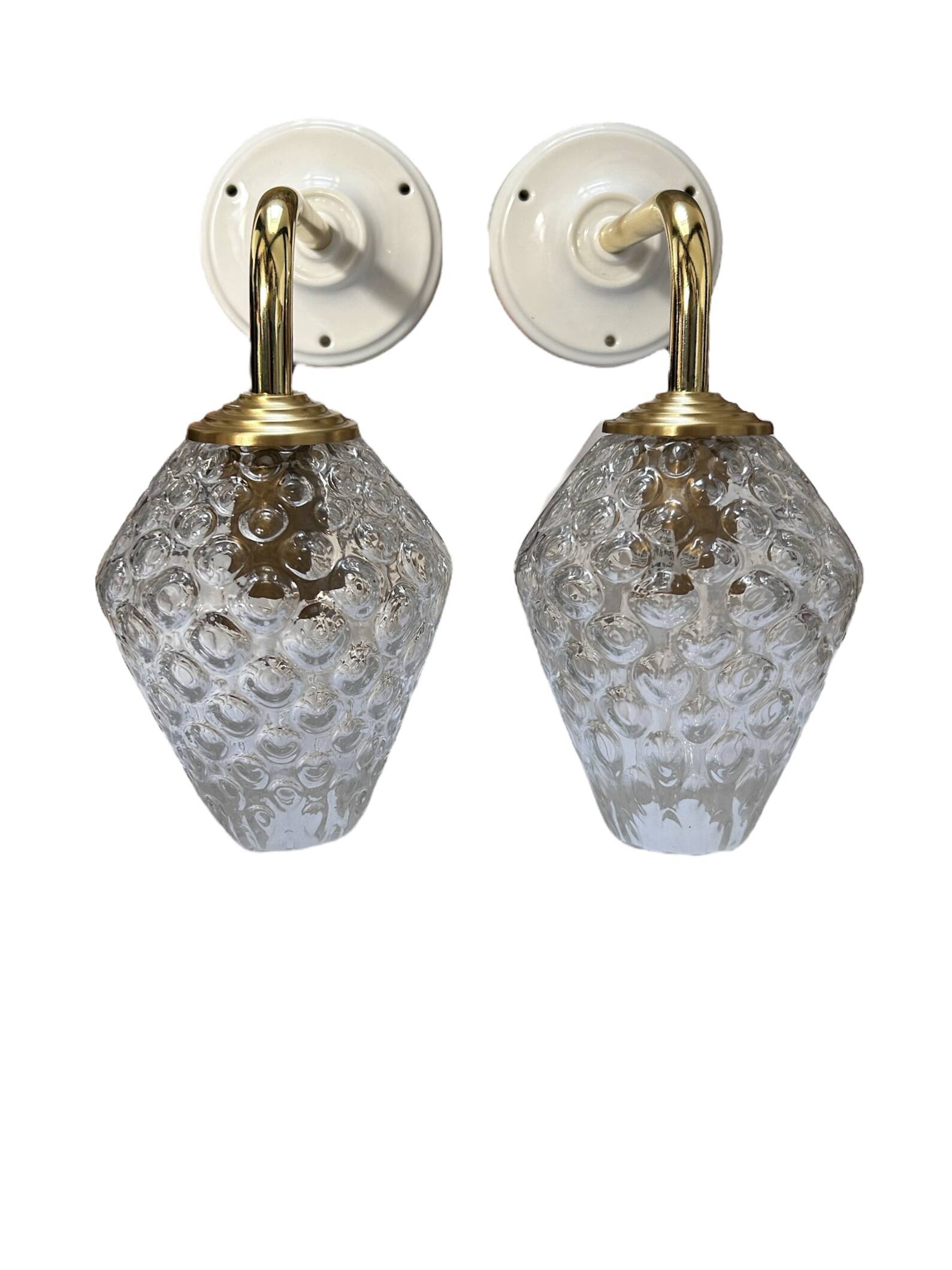 Pair of vintage bubble glass wall lights