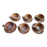 6 tasses et sous tasses à café en grès