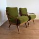 Paire de fauteuils vintage en bois et tissu