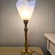 Blue and gold brass table lamp with opaline tulip Art Nouveau