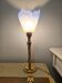 Blue and gold brass table lamp with opaline tulip Art Nouveau