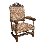Ornamental armchair in oak, Louis XIII style – Early 20th century