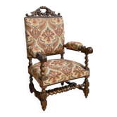 Fauteuil d’apparat en chêne, style Louis XIII – Début XXe