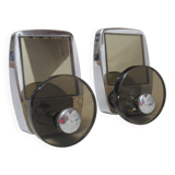 Paire de patères en verre et chrome années 1970