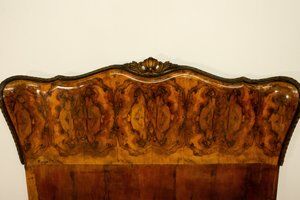 Rounded Walnut Burl Double Bed, 1950s