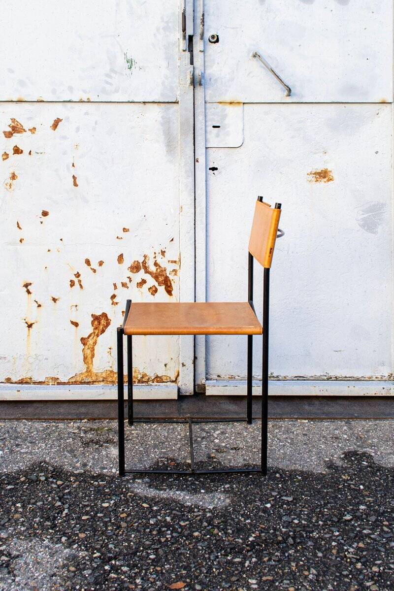 Spaghetti chairs with leather seats by Giandomenico Belotti for Alias, Italy, 1979, set of 6.