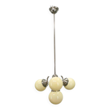 Bauhaus Globe Chandelier Czechoslovakia 1930s Chrome Pendant