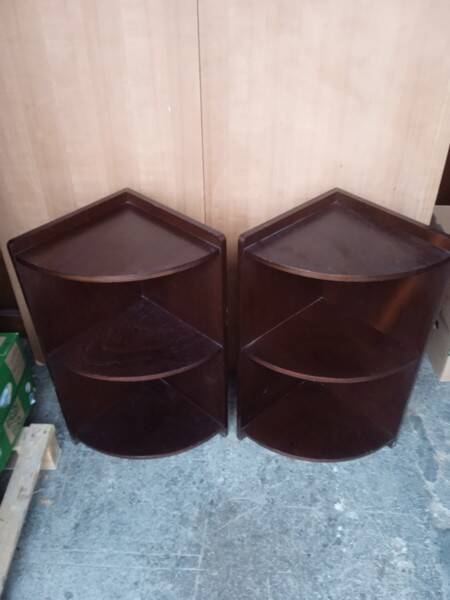 Pair of art deco style mahogany corner cabinets