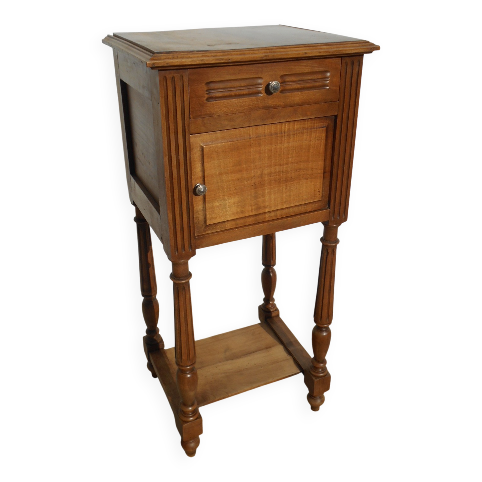 Solid walnut bedside table in Louis XVI style