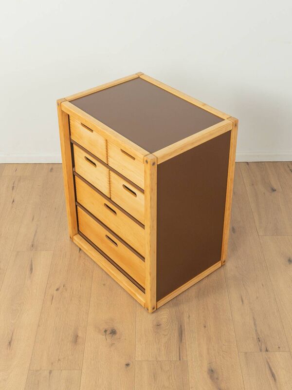Commode Flötotto, années 1970, hêtre, HPL marron, 6 tiroirs